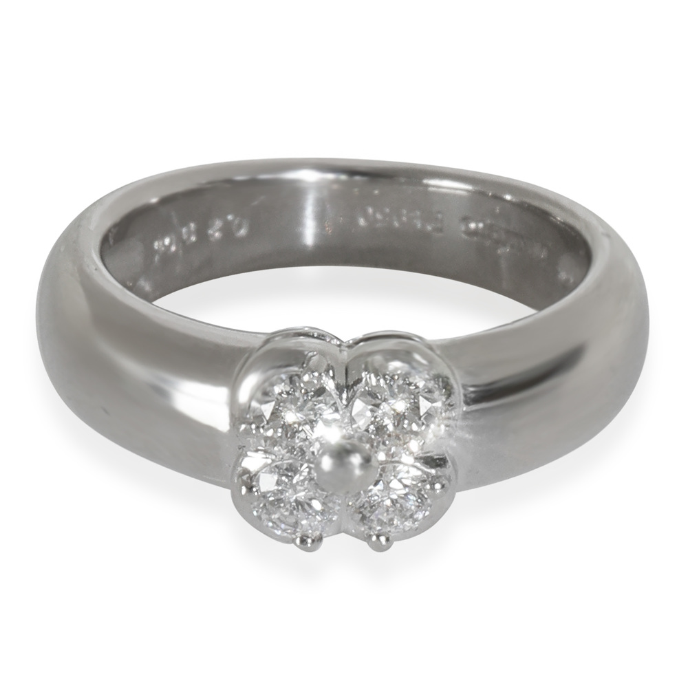 Mikimoto Platinum Diamond Vintage Clover Ring
